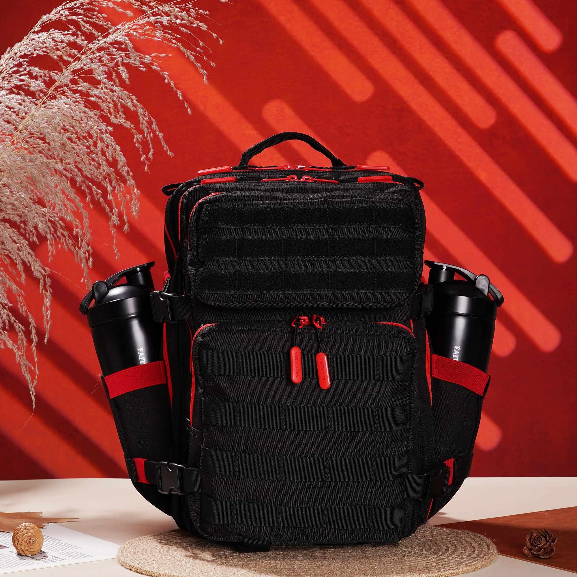 Faith-Inspired EDC Performance Backpack 25L - Black Red