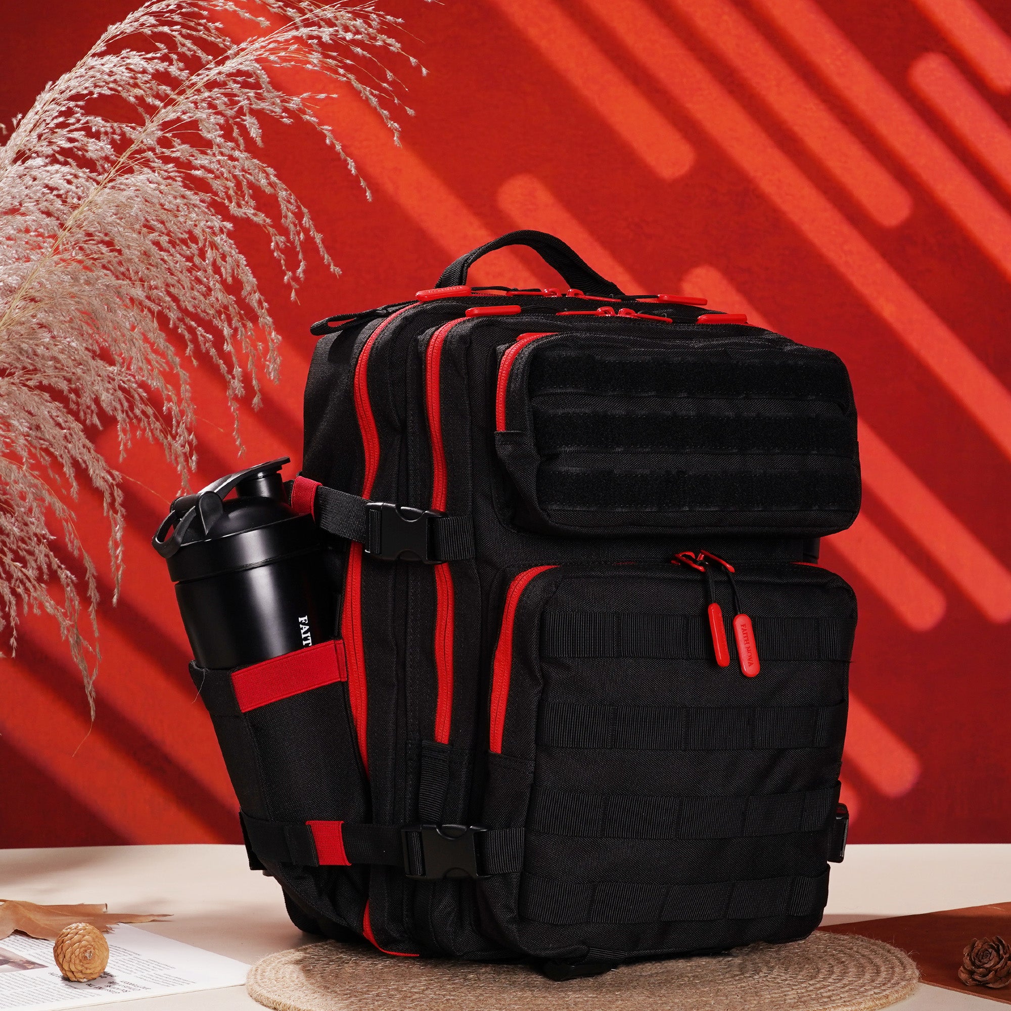 Faith-Inspired EDC Performance Backpack 25L - Black Red