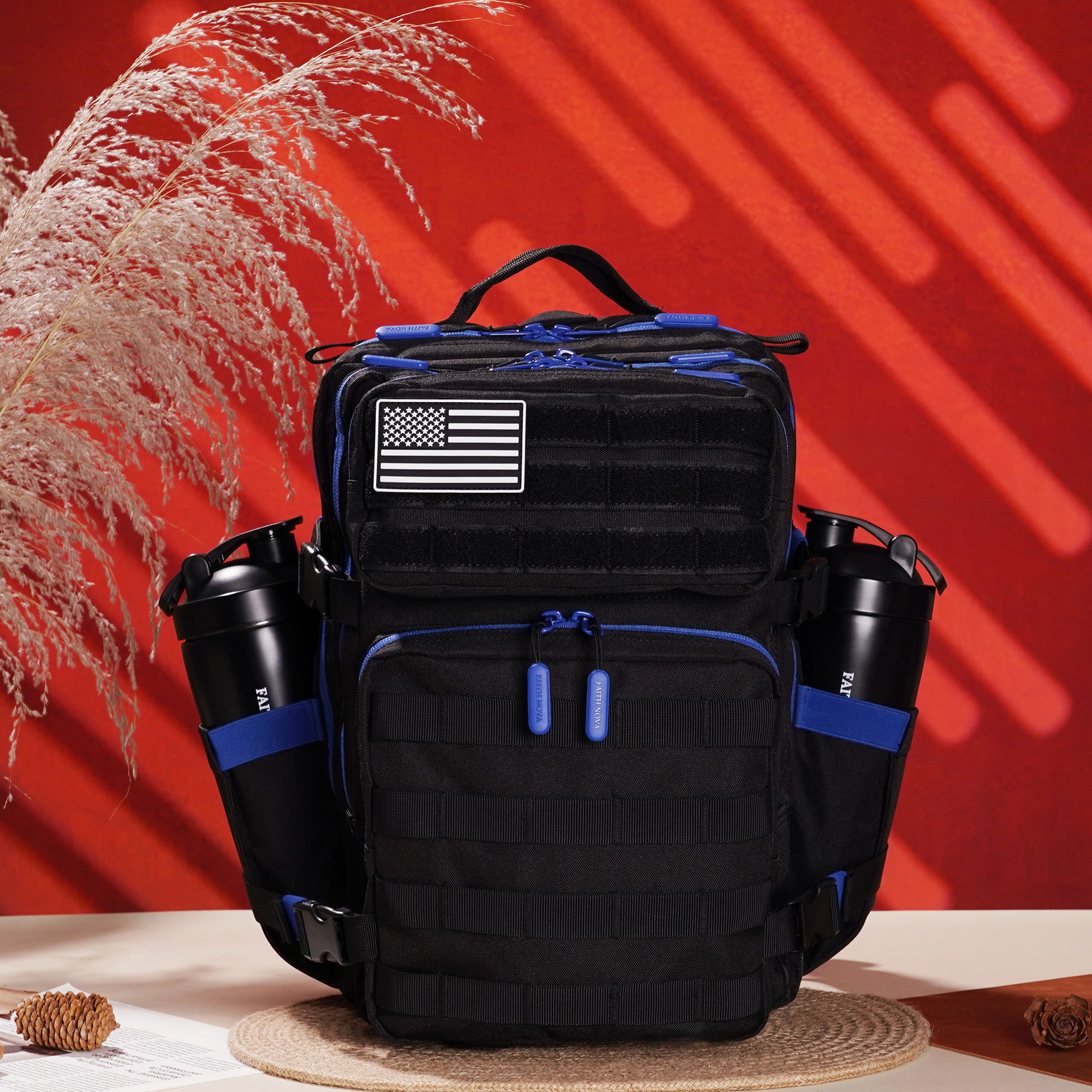 Faith-Inspired EDC Performance Backpack 25L - Black Blue