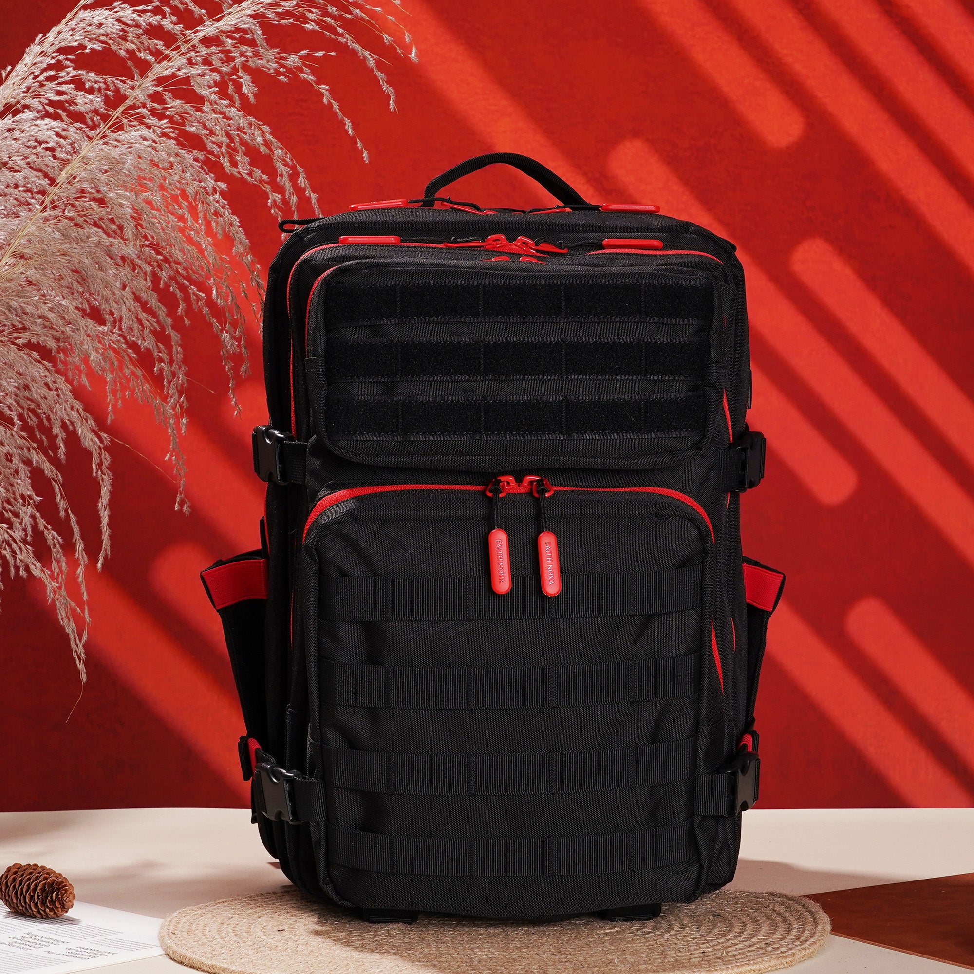 Faith-Inspired EDC Performance Backpack 35L - Black Red