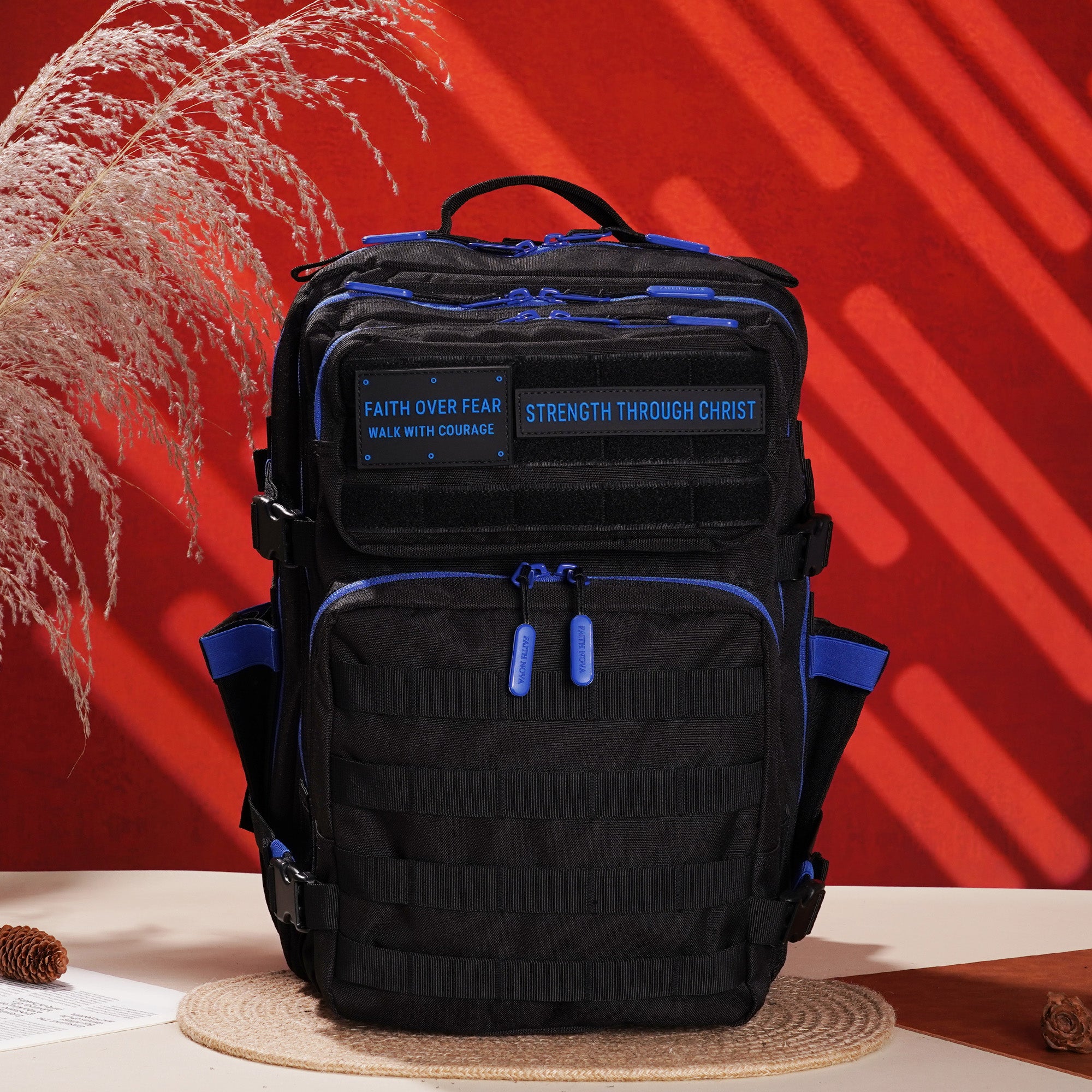 Faith-Inspired EDC Performance Backpack 35L - Black Blue