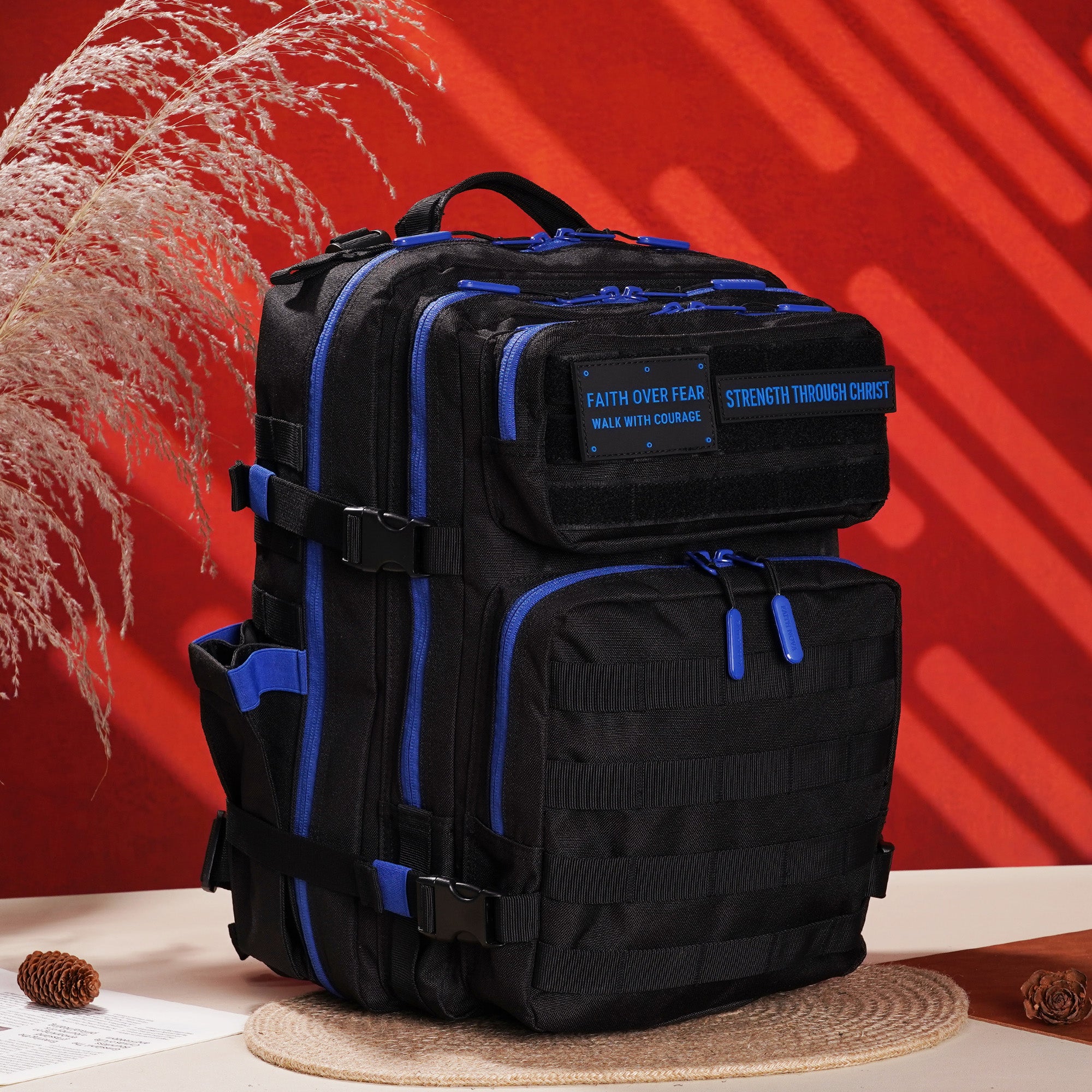 Faith-Inspired EDC Performance Backpack 35L - Black Blue