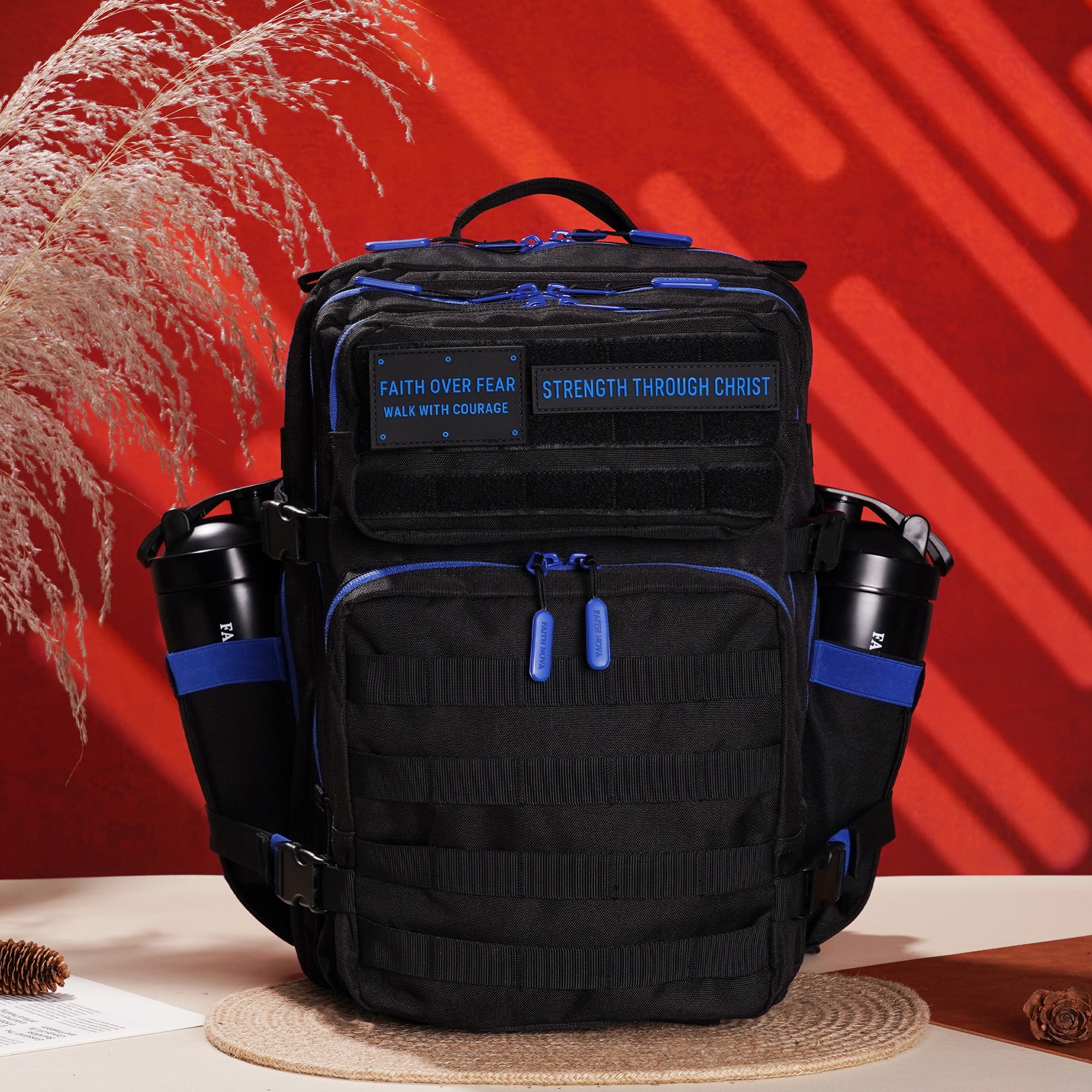 Faith-Inspired EDC Performance Backpack 35L - Black Blue