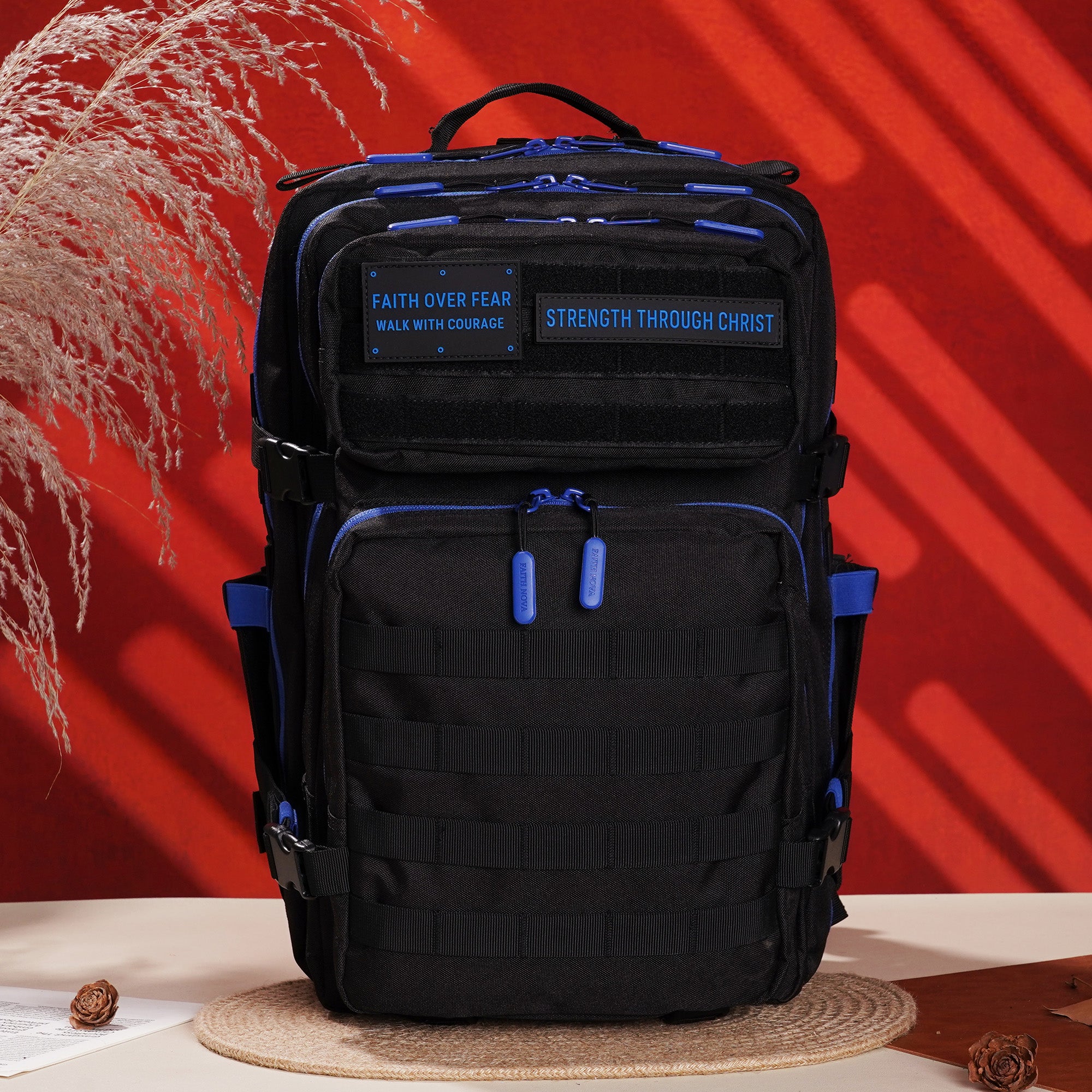 Faith-Inspired EDC Performance Backpack 45L - Black Blue