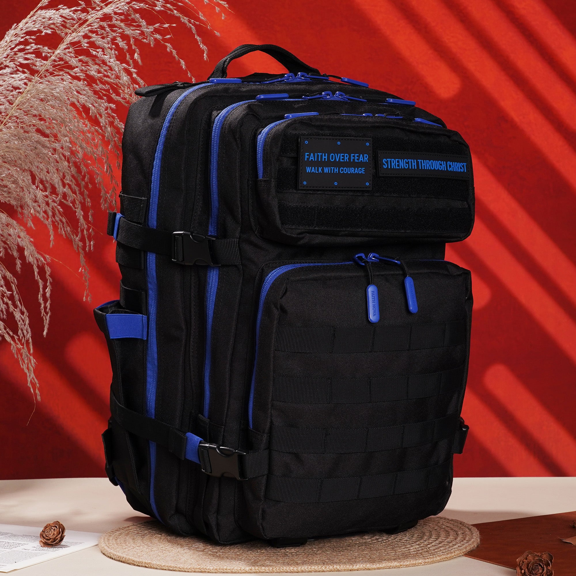 Faith-Inspired EDC Performance Backpack 45L - Black Blue