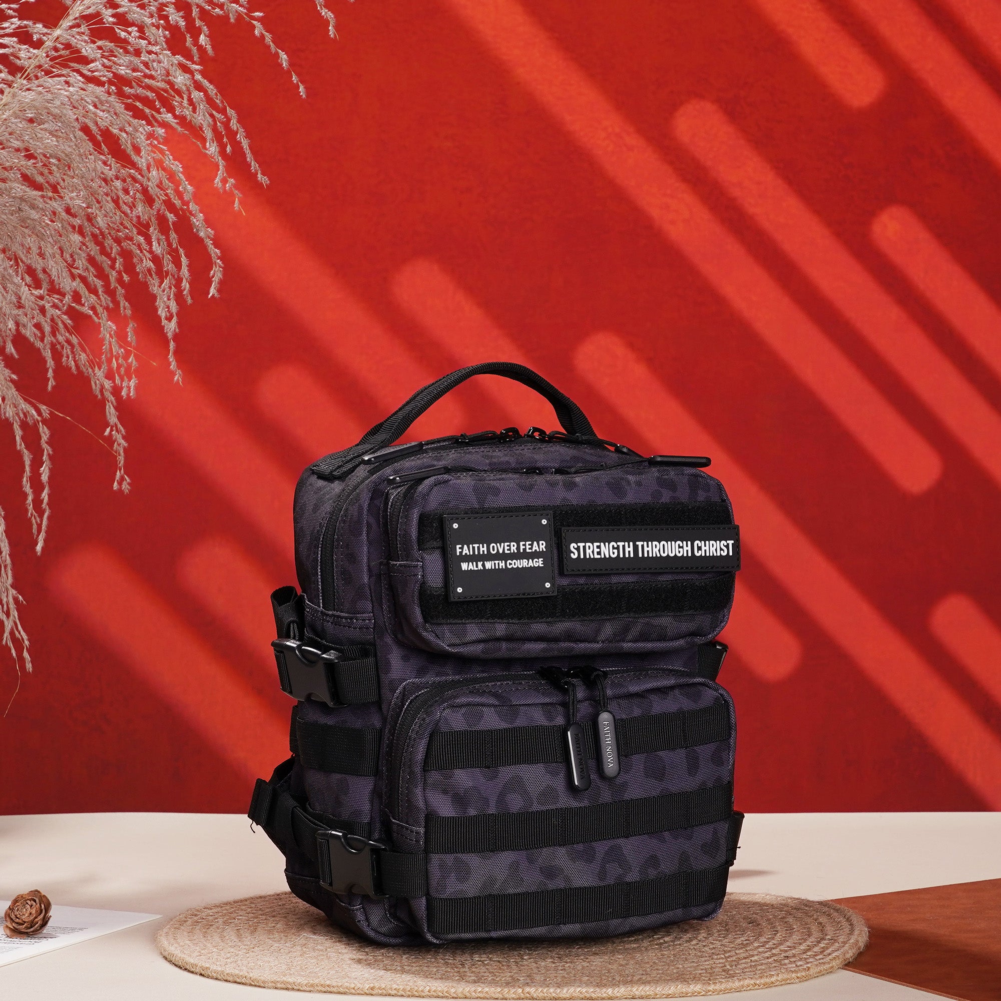 Faith-Inspired EDC Mini Backpack 9L - Black Leopard