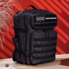 Faith-Inspired EDC Performance Backpack 45L - Black Leopard