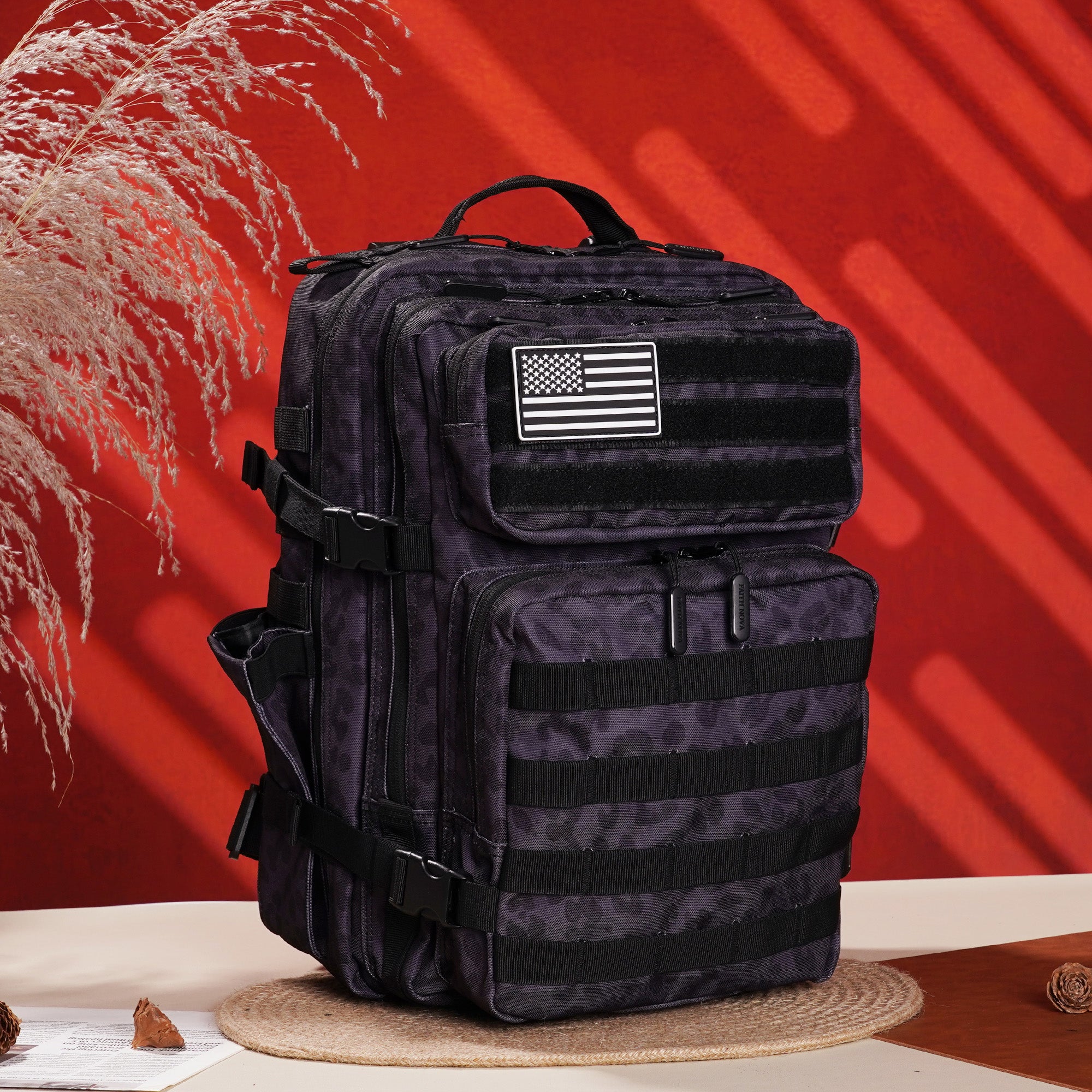 Faith-Inspired EDC Performance Backpack 35L - Black Leopard