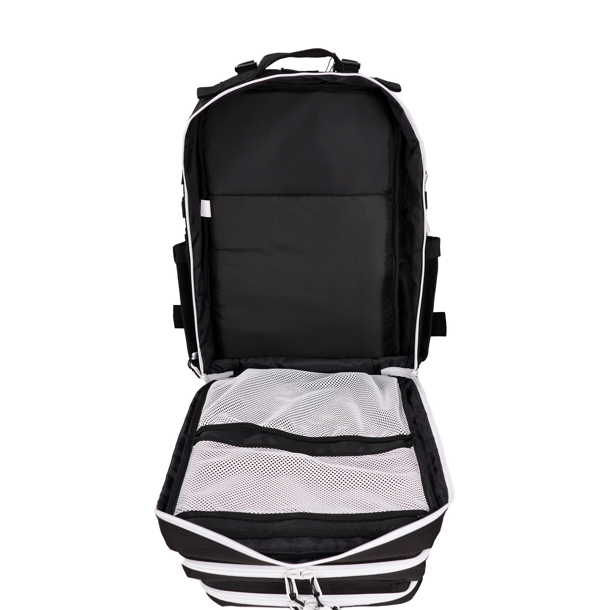 Faith-Inspired EDC Performance Backpack 45L - Black White Accent
