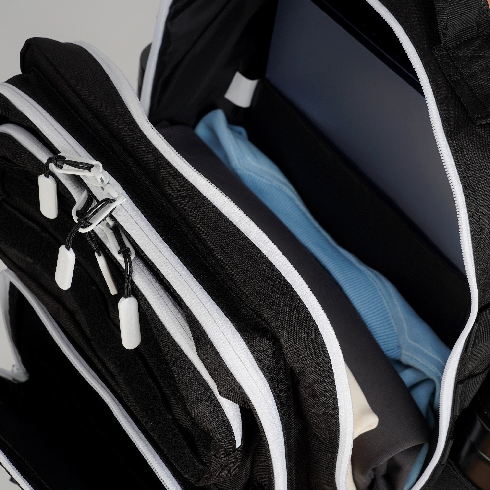 Faith-Inspired EDC Performance Backpack 45L - Black White Accent