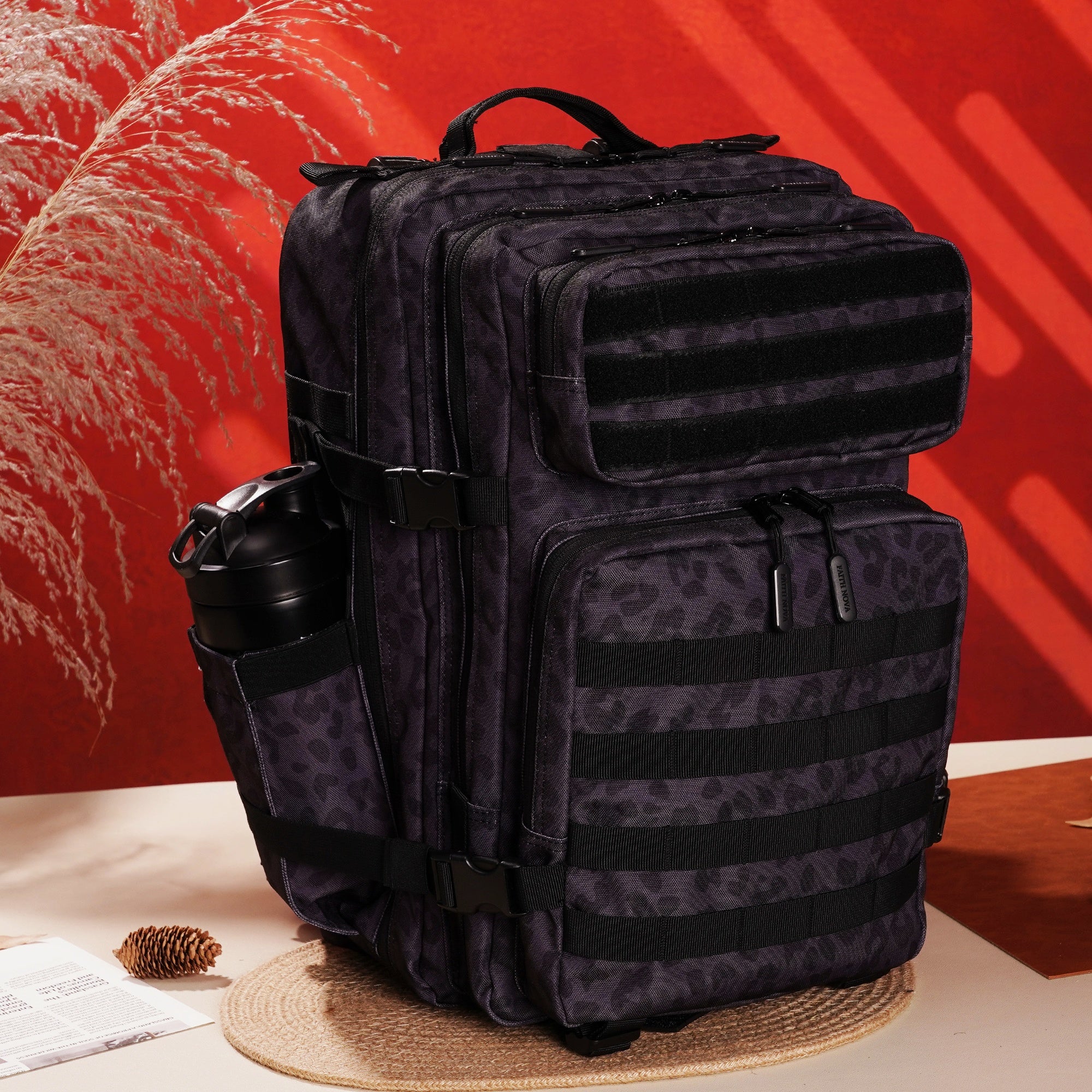 Faith-Inspired EDC Performance Backpack 45L - Black Leopard