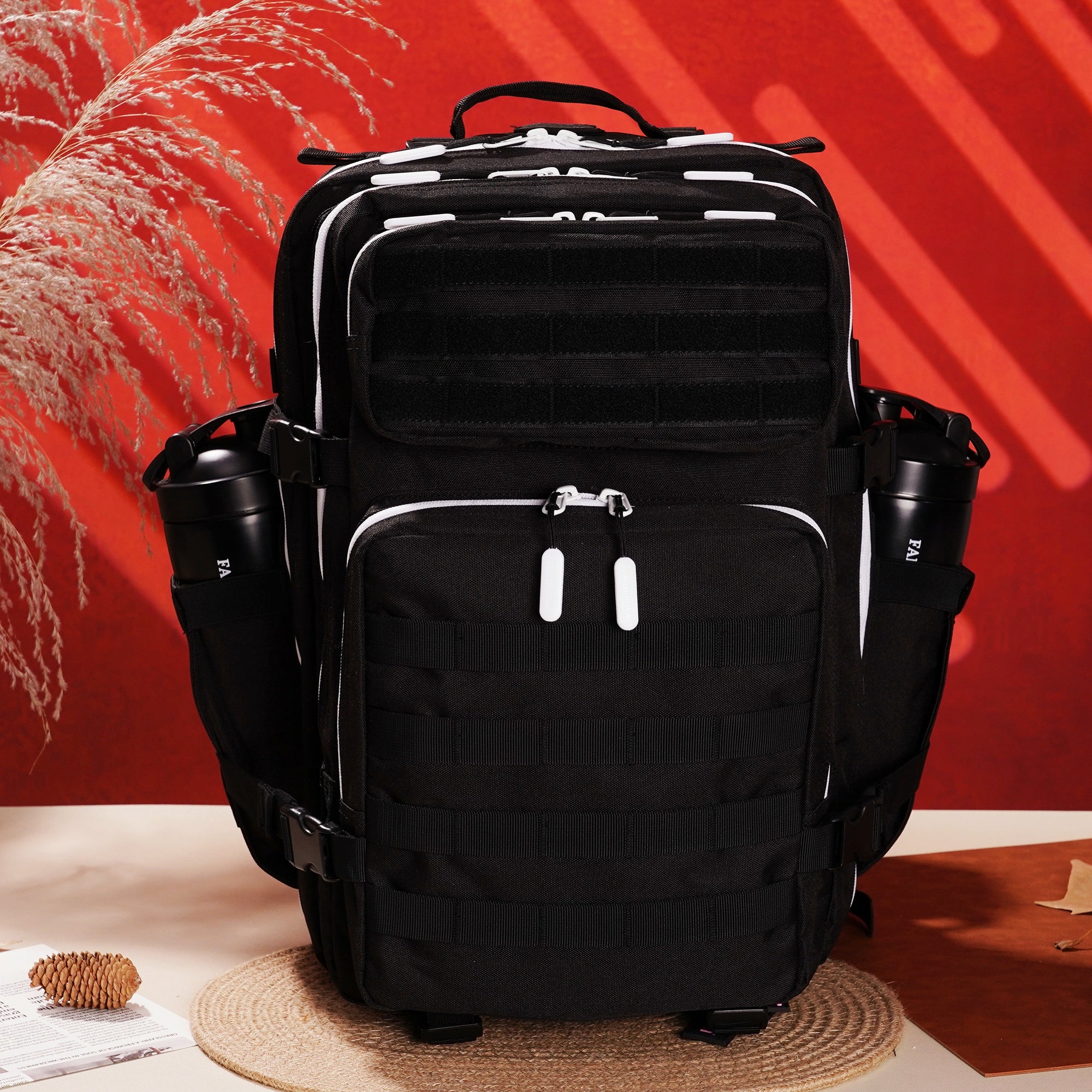 Faith-Inspired EDC Performance Backpack 45L - Black White Accent