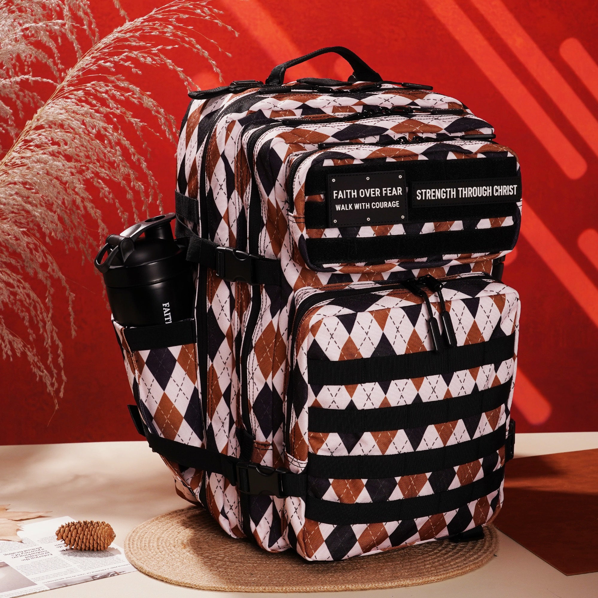 Faith-Inspired EDC Performance Backpack 45L - Argyle Khaki