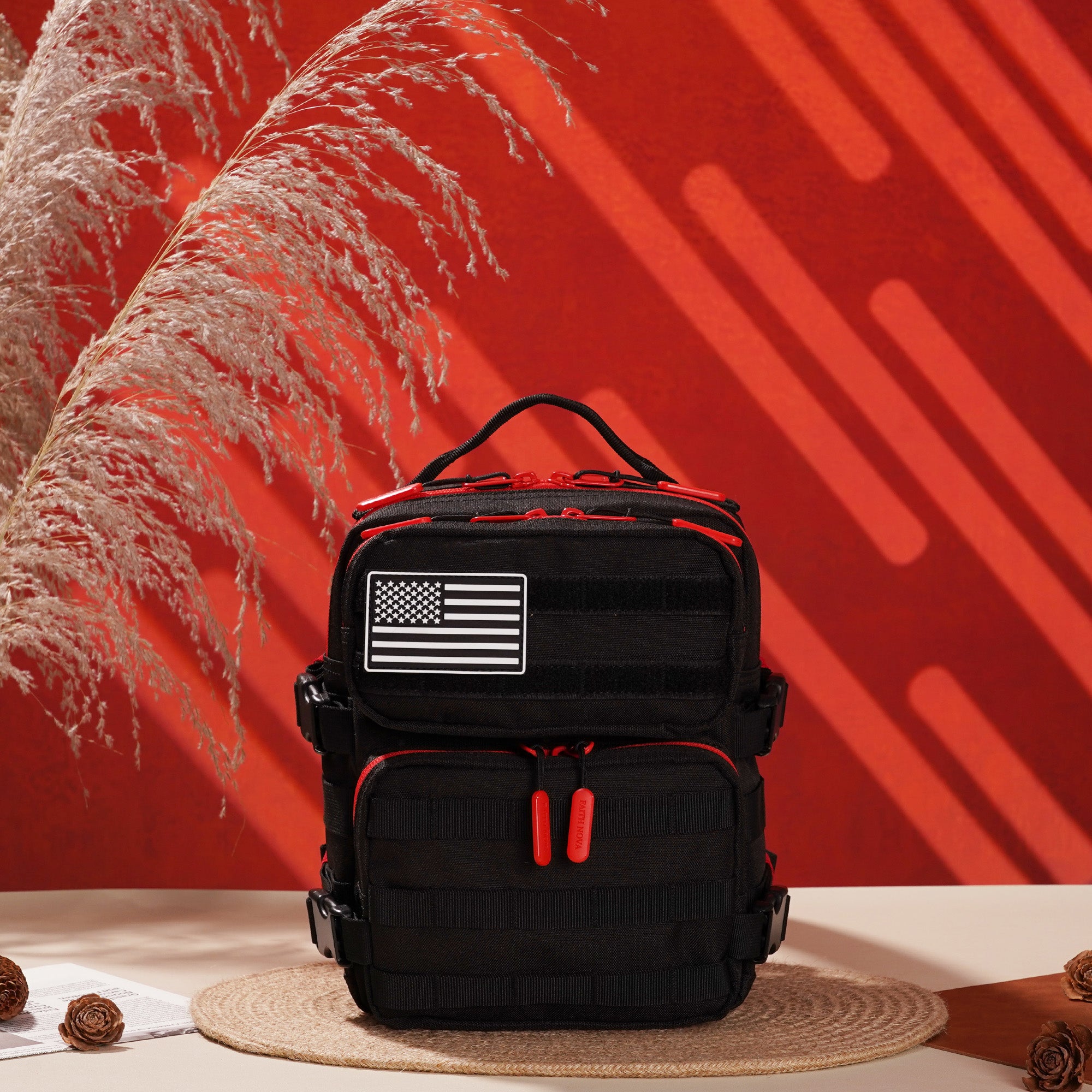 Faith-Inspired EDC Mini Backpack 9L - Black Red