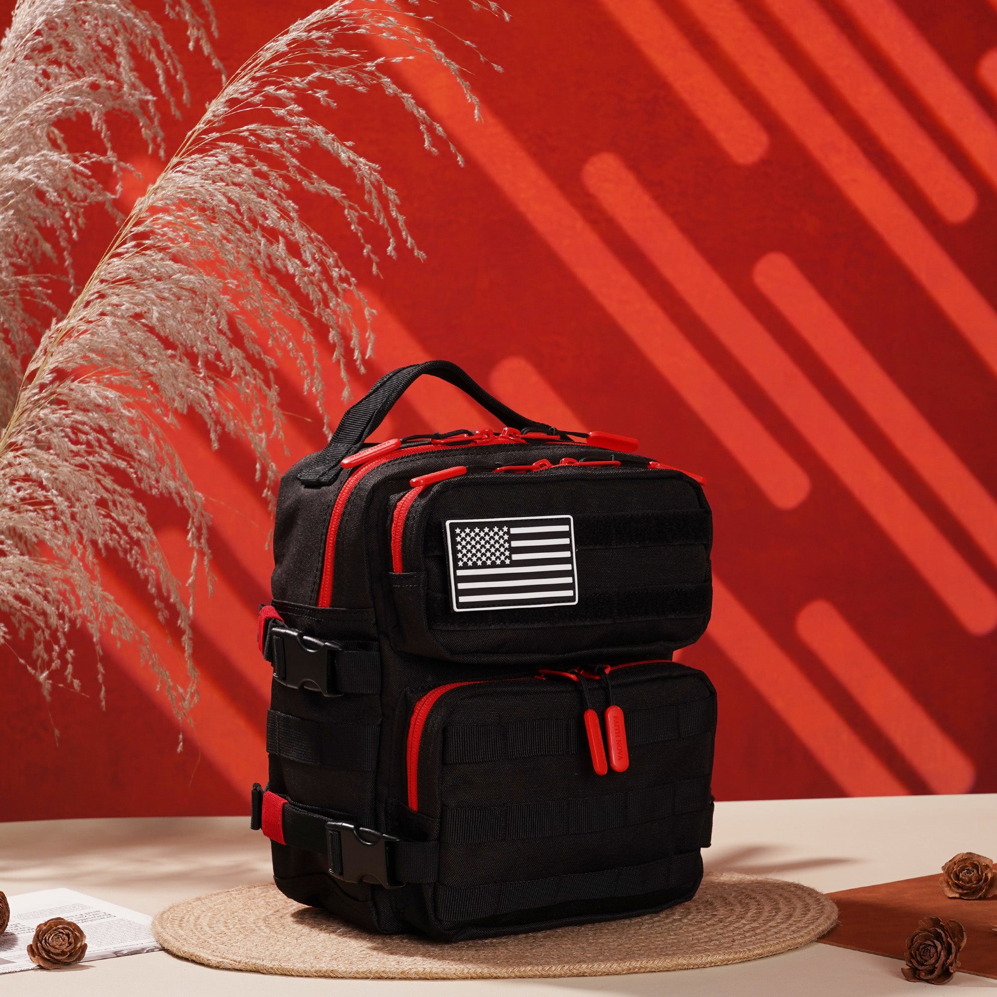 Faith-Inspired EDC Mini Backpack 9L - Black Red