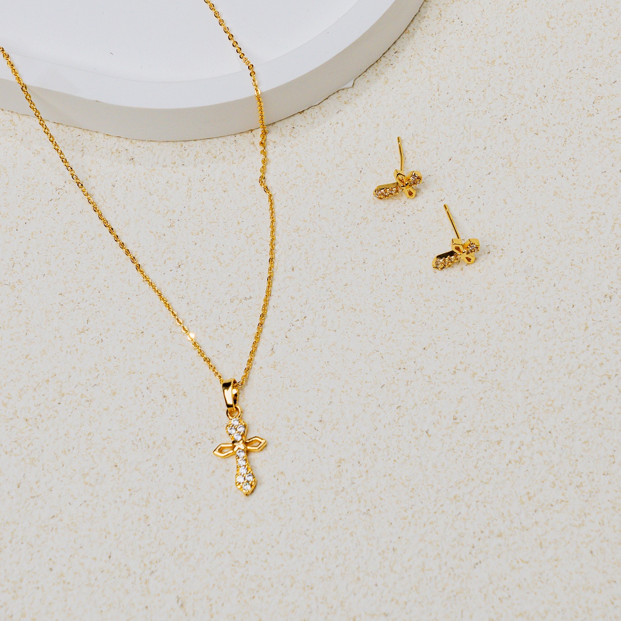 Faith & Shine Cross Jewelry Set – Christian Necklace & Earrings of Grace