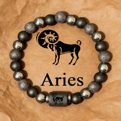 12 Zodiac Lava Stone Bracelet – Astrology Energy Bead Bracelet