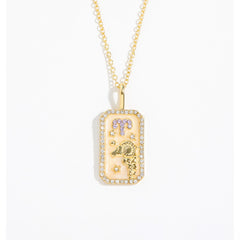 12 Zodiac Signs Crystal Pendant Necklace – Celestial Gold Astrology Necklace