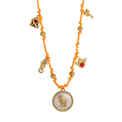 Handmade Zodiac Charm Necklace – Vintage Gold Pendant Rope Necklace | 12 Zodiac Signs