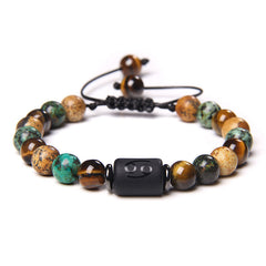 12 Zodiac Natural Stone Bracelet – Adjustable Astrology Bead Bracelet