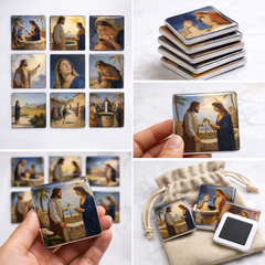The Woman at the Well ( Living Water ) - Religious Fridge Magnets 9 Pieces
