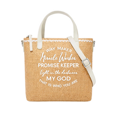 Way Maker Miracle Worker PROMISE KEEPER Light in the darkness MY GOD THAT IS WHO YOU ARE Print Christian Faith Straw Crossbody Tote Bag