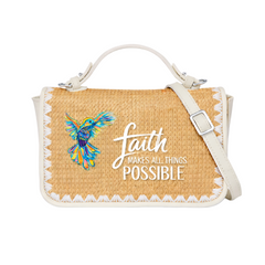 Faith Makes All things Possible Print Christian Faith Straw Baguette Crossbody Bag