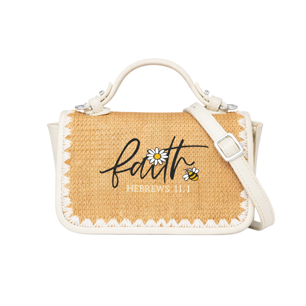 Faith Hebrews 11:1 Print Christian Faith Straw Baguette Crossbody Bag