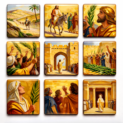 The Triumphal Entry - Religious Fridge Magnets 9 Pieces
