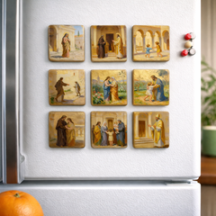 The Life of the Virgin Mary - Religious Fridge Magnets 9 Pieces