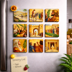The Triumphal Entry - Religious Fridge Magnets 9 Pieces