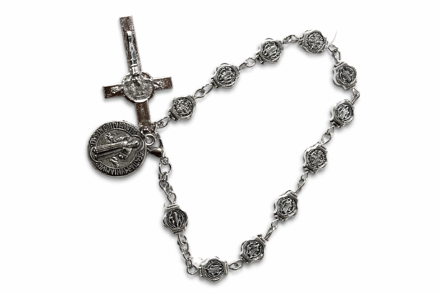 Vintage Catholic Rosary Bracelet – Crucifix Beaded Prayer Bracelet (Adjustable)