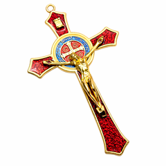 Gold Electroplated Oil Drip Cross Pendant (Zinc Alloy, 2.76" × 4.72")