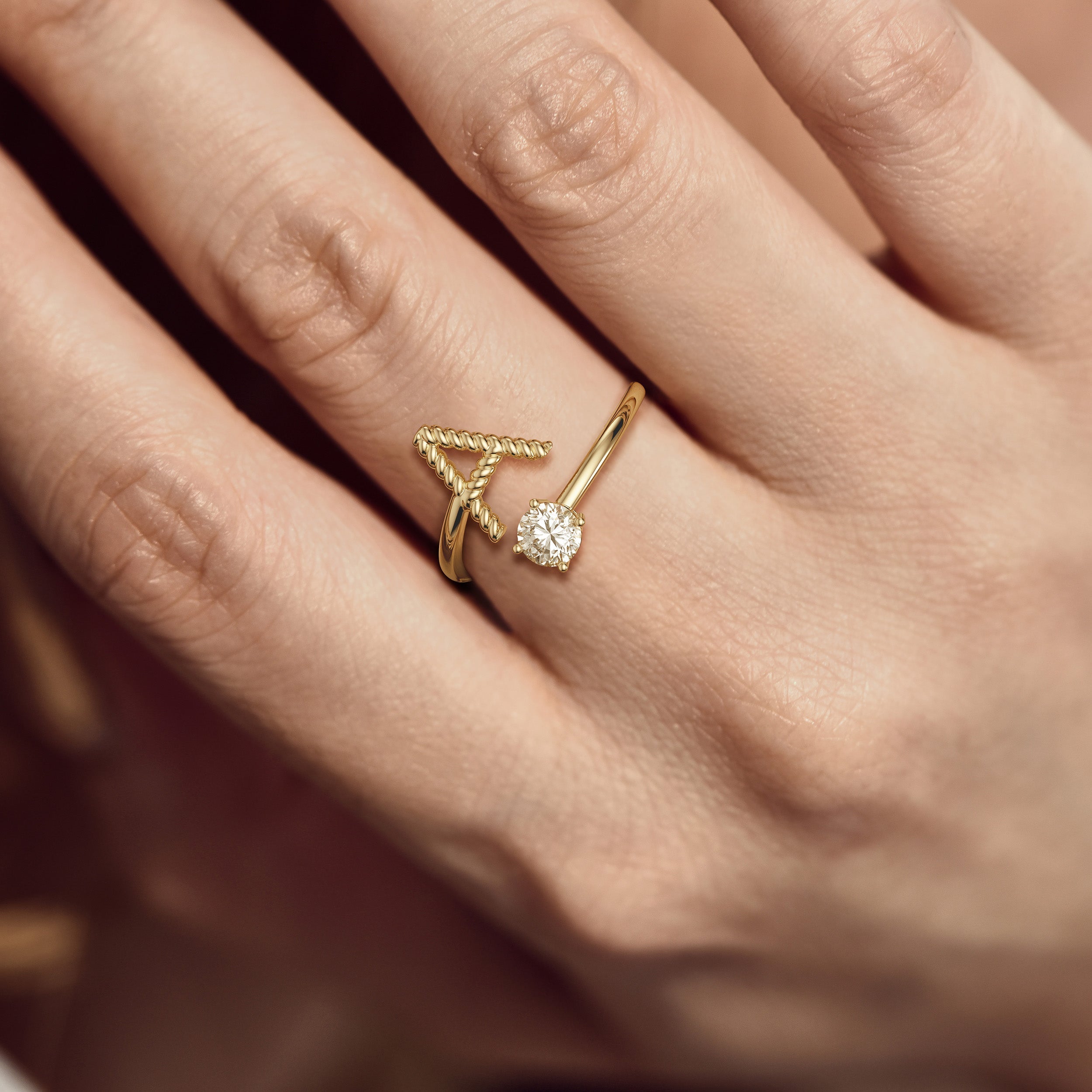 Letter Strand Knot Ring