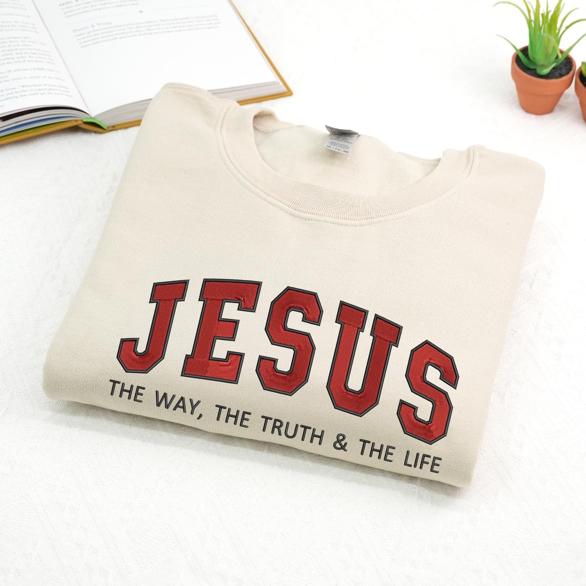 Embroidered Jesus The Way The Truth and The Life Crewneck Sweatshirt