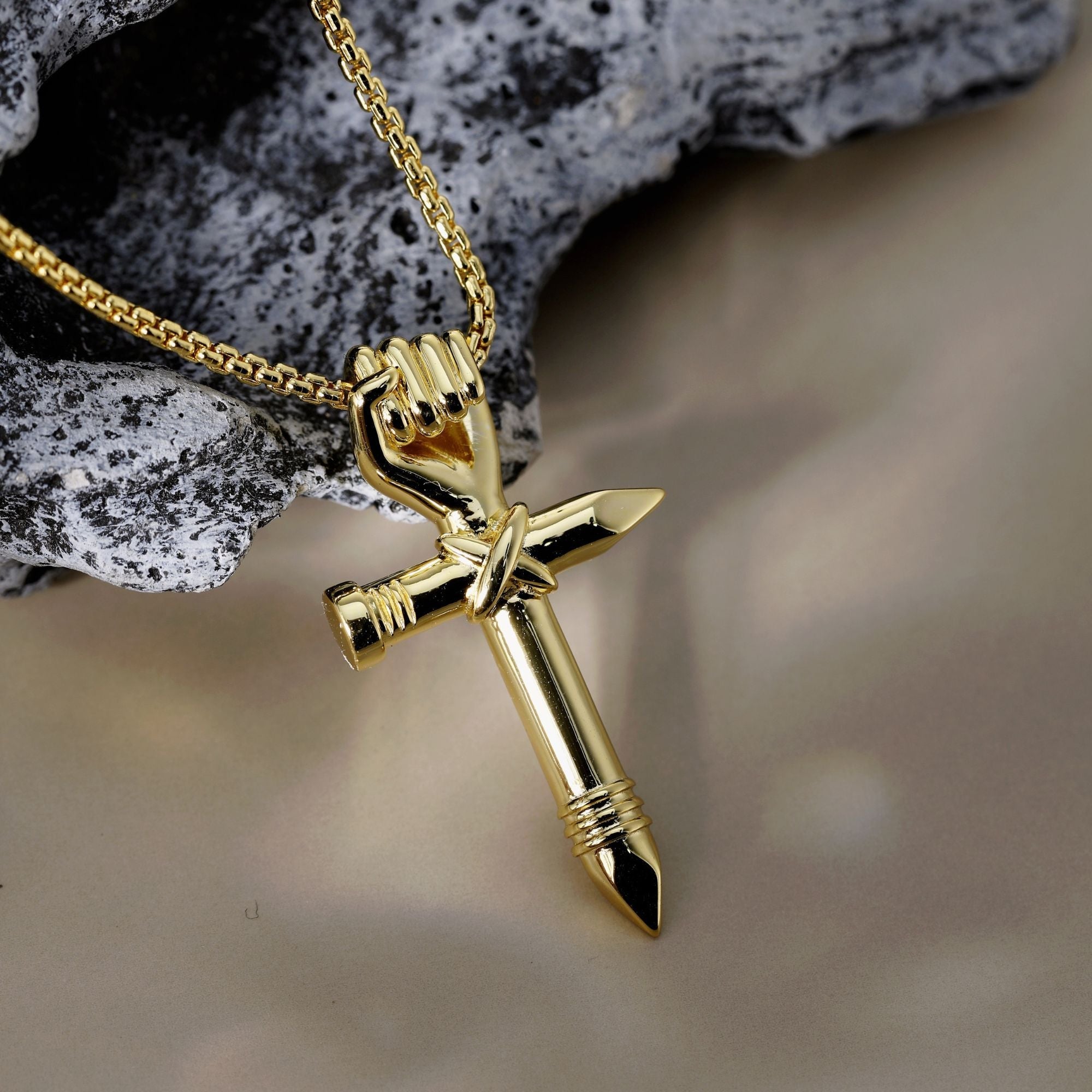 Unity Fist Cross Pendant Necklace