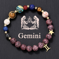 12 Zodiac Galaxy Bracelet – Astrology Planet Bead Bracelet