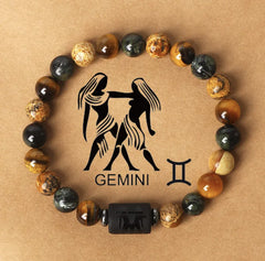 12 Zodiac Signs Natural Stone Bracelet – Astrology Crystal Bead Bracelet