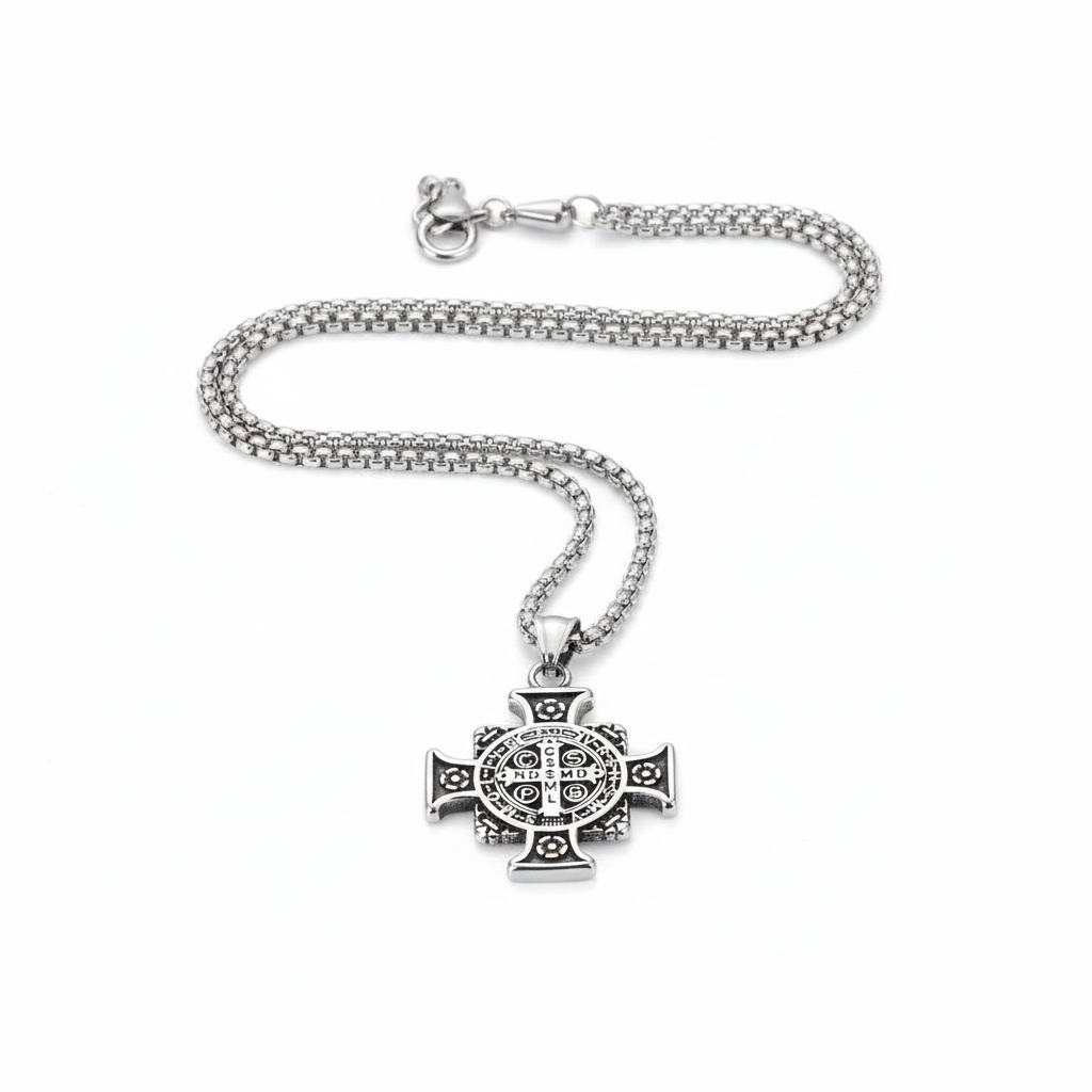 Saint Benedict Cross Pendant Necklace – Protection & Faith