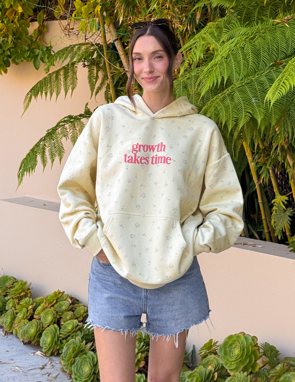 Growth Takes Time Allover Floral Unisex Hoodie