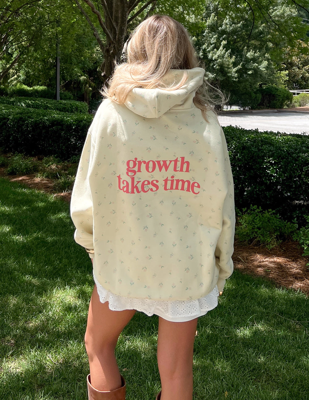 Growth Takes Time Allover Floral Unisex Hoodie