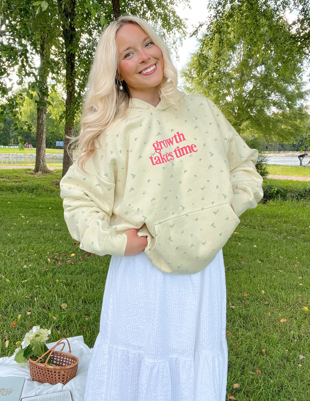 Growth Takes Time Allover Floral Unisex Hoodie