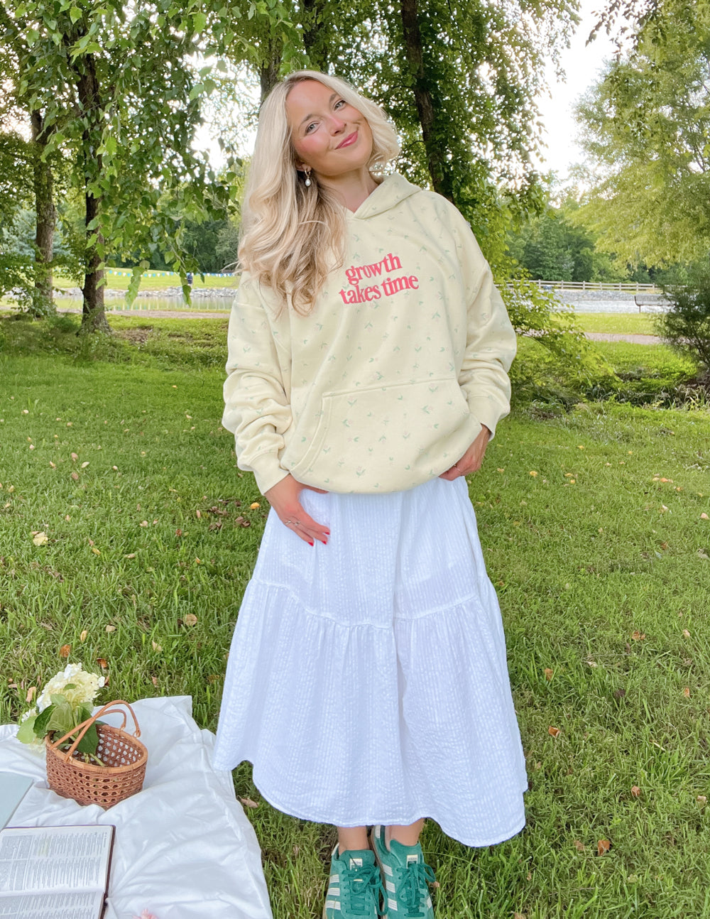 Growth Takes Time Allover Floral Unisex Hoodie