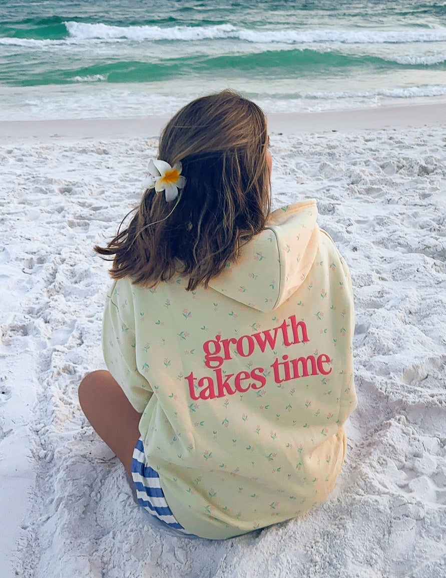 Growth Takes Time Allover Floral Unisex Hoodie