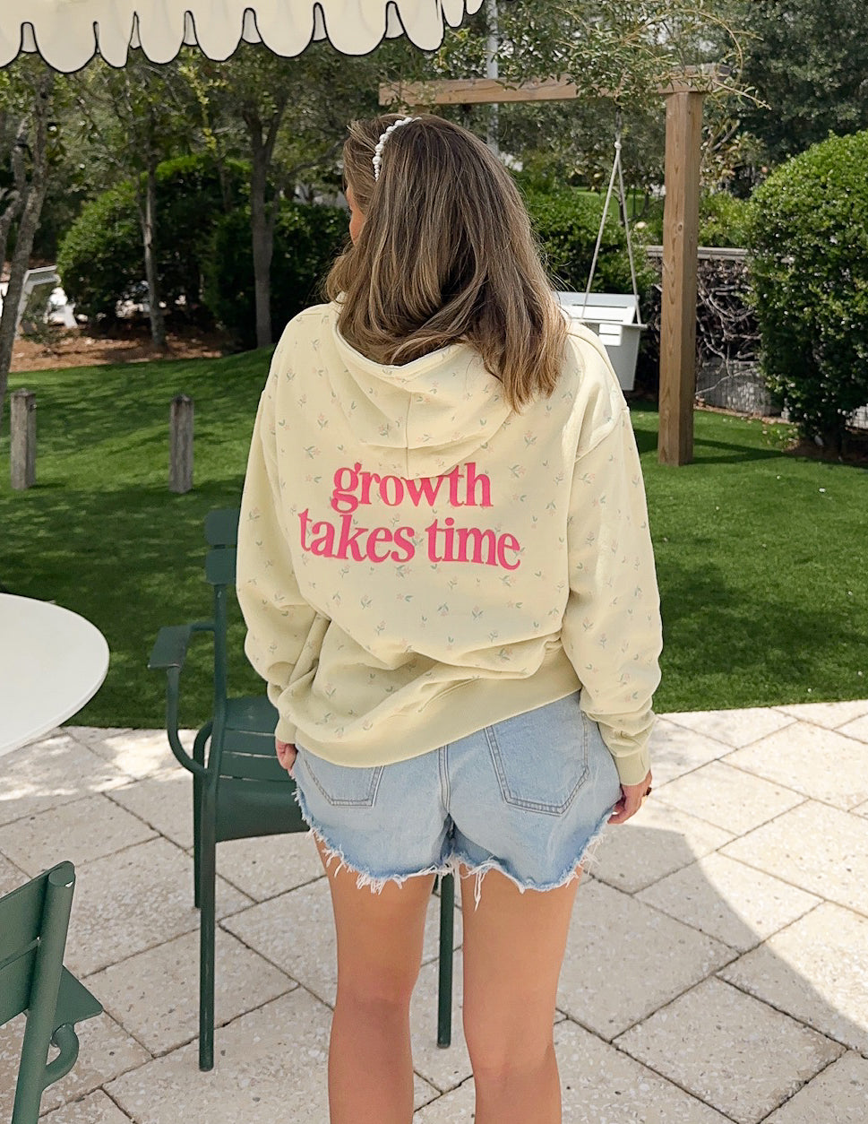 Growth Takes Time Allover Floral Unisex Hoodie