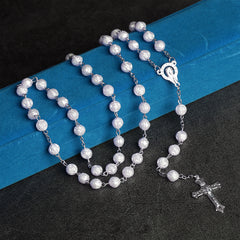 White Rose Rosary Necklace – A Symbol of Faith, Purity & Grace