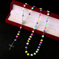 Rainbow Heart Rosary Necklace – A Beautiful Gift of Faith & Love