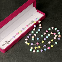 Rainbow Heart Rosary Necklace – A Beautiful Gift of Faith & Love