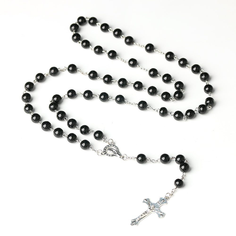 Catholic Rosary Necklace with Cross Pendant Prayer Chain