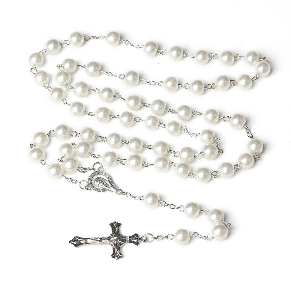 Catholic Rosary Necklace with Cross Pendant Prayer Chain